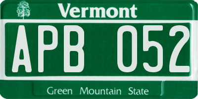 VT license plate APB052