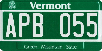 VT license plate APB055