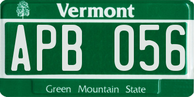 VT license plate APB056