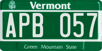 VT license plate APB057
