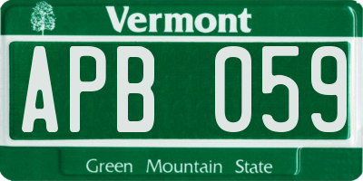 VT license plate APB059