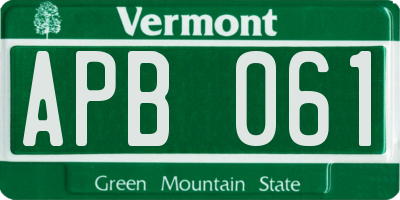 VT license plate APB061