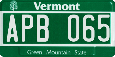 VT license plate APB065