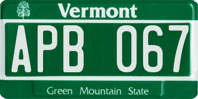 VT license plate APB067