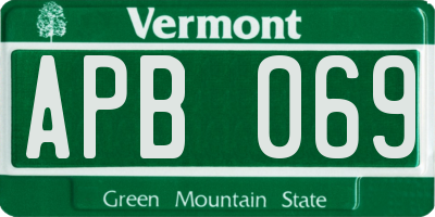 VT license plate APB069