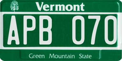 VT license plate APB070