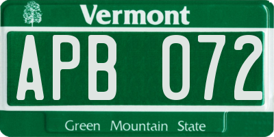 VT license plate APB072