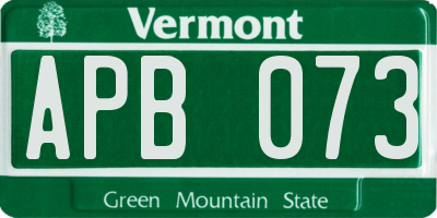 VT license plate APB073