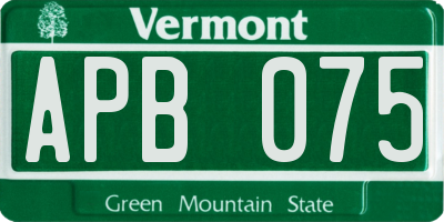 VT license plate APB075