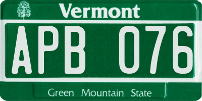 VT license plate APB076
