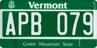 VT license plate APB079