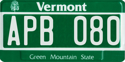 VT license plate APB080
