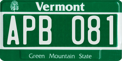 VT license plate APB081