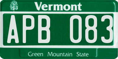 VT license plate APB083