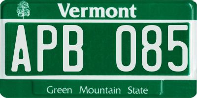 VT license plate APB085
