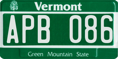 VT license plate APB086
