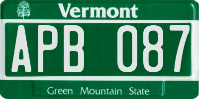 VT license plate APB087