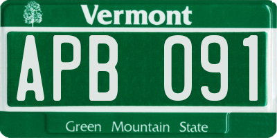 VT license plate APB091