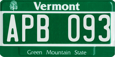 VT license plate APB093
