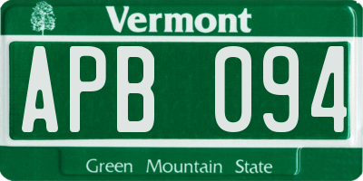 VT license plate APB094