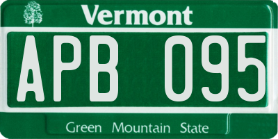 VT license plate APB095