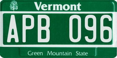 VT license plate APB096