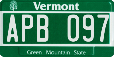 VT license plate APB097