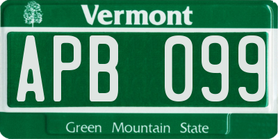VT license plate APB099