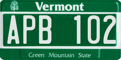 VT license plate APB102