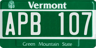 VT license plate APB107