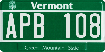 VT license plate APB108