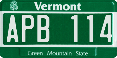 VT license plate APB114