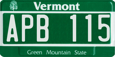 VT license plate APB115