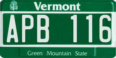 VT license plate APB116