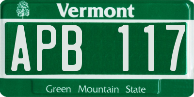 VT license plate APB117