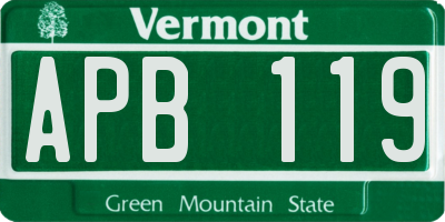 VT license plate APB119