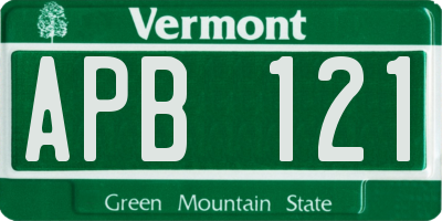 VT license plate APB121