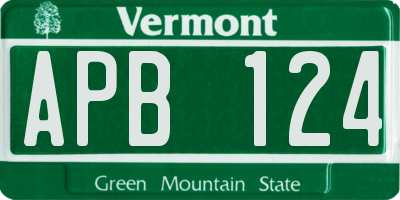 VT license plate APB124