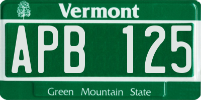 VT license plate APB125