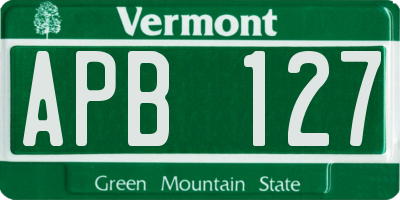 VT license plate APB127