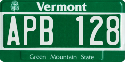 VT license plate APB128