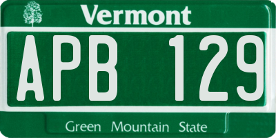 VT license plate APB129