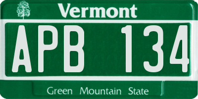 VT license plate APB134