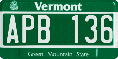 VT license plate APB136