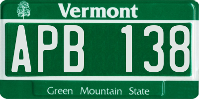 VT license plate APB138