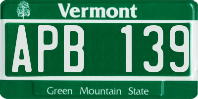 VT license plate APB139