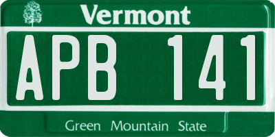 VT license plate APB141