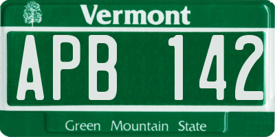 VT license plate APB142