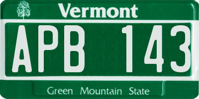 VT license plate APB143