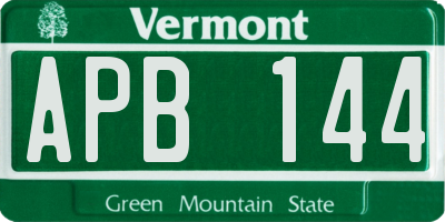 VT license plate APB144